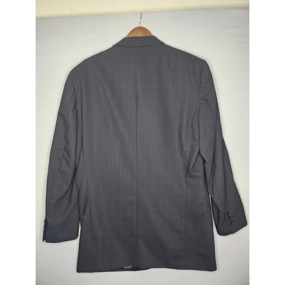 Zino Suit Men's Coat and Pants Dark‎ Gray Blue Pinstripes Wool Made in Italy